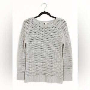 Ann Taylor LOFT Gray Open-Knit Pullover Sweater Size: Medium Casual Trendy